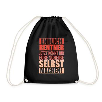 Endlich Rentner lustiger Spruch zum Abschied Beruf - Turnbeutel - Schwarz - Vorne