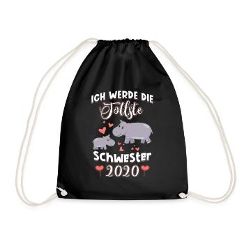 Ich werde die tollste Schwester 2020 Nilpferd - Turnbeutel - Schwarz - Vorne