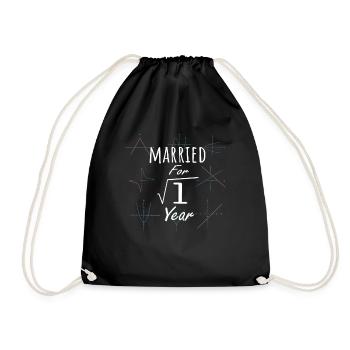 Math 1st Anniversary Gift Married Square Root Of - Drawstring Bag - black - Front