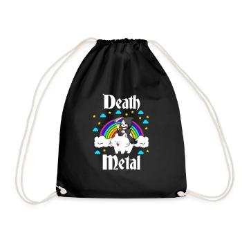 Death Metal Katze Regenbogen Sensenmann Musik - Turnbeutel - Schwarz - Vorne