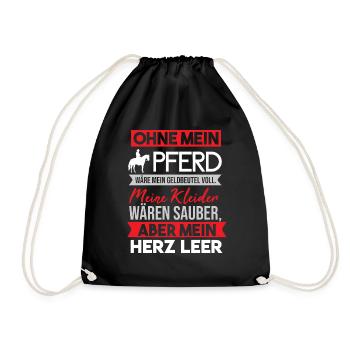 Lustiger Pferde Spruch für Reiter Pferd Geschenk - Turnbeutel - Schwarz - Vorne