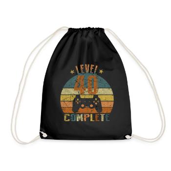 40. Geburtstag Gamer, 1980, 40 Jahre Geschenk - Turnbeutel - Schwarz - Vorne