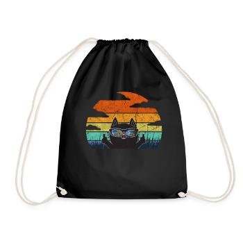 Cadeau de chat lunettes de soleil doigt du milieu chat - Sac de sport léger - noir - Devant