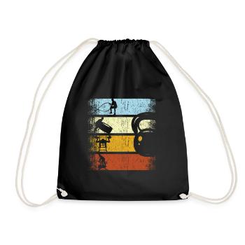 Retro fitness strength training gym circuit workout - Drawstring Bag - black - Front