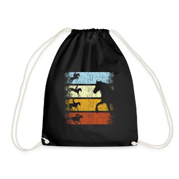 Cheval équestre cheval vintage rétro - Sac de sport léger - noir - Devant