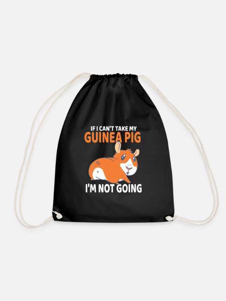 I Love My Guinea Pig Funny Pet Owner - Drawstring Bag - black