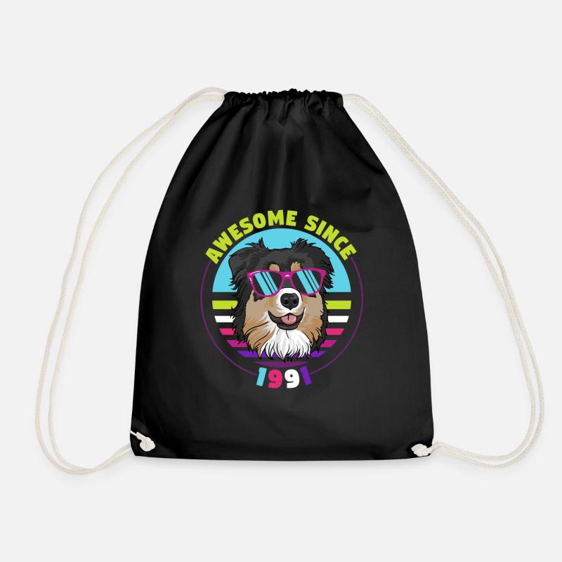 Geburtstag Australian Shepherd Awesome Since 1991 - Turnbeutel - Schwarz