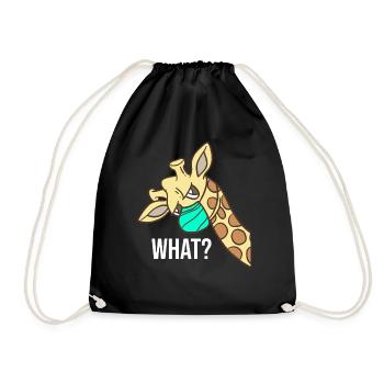 Giraffe WHAT face mask Giraffe face mask - Drawstring Bag - black - Front