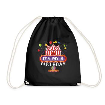 It's My 6th Birthday Ringmaster Kids Circus Party - Drawstring Bag - black - Front