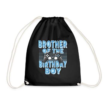 Brother Of The Birthday Gamer Boy Bday Party - Drawstring Bag - black - Front