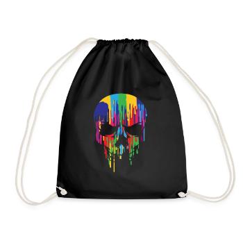 Farben schmelzender Totenkopf Skull Schädel - Turnbeutel - Schwarz - Vorne