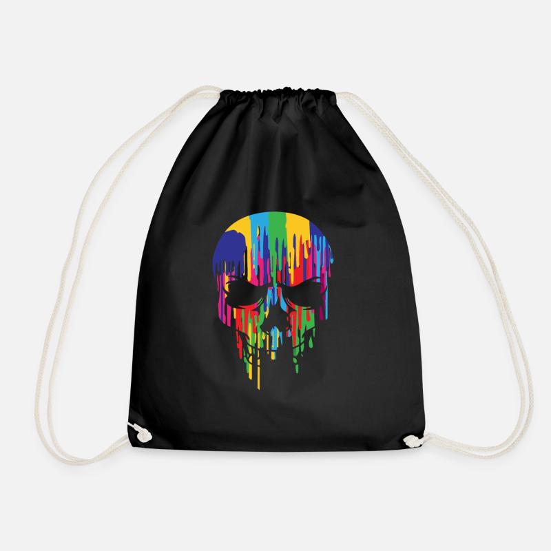 Farben schmelzender Totenkopf Skull Schädel - Turnbeutel - Schwarz