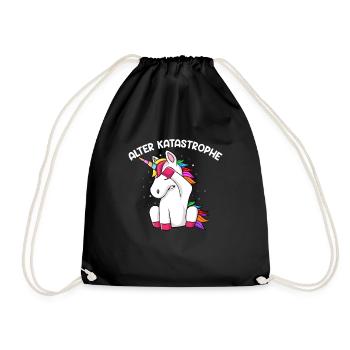 Alter Katastrophe Einhorn Einhörner Facepalm - Turnbeutel - Schwarz - Vorne