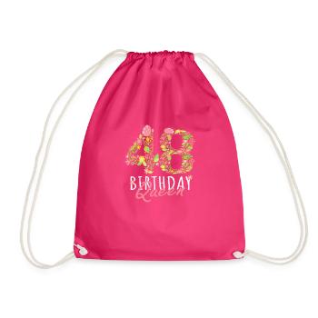 48. Geburtstagskönigin 48 Jahre alte Frau Blumen - Turnbeutel - Fuchsia - Vorne