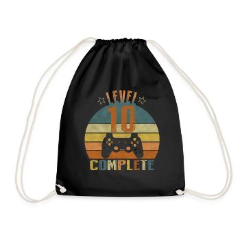 10 Geburtstag Gamer 10 Jahre Geschenk - Turnbeutel - Schwarz - Vorne