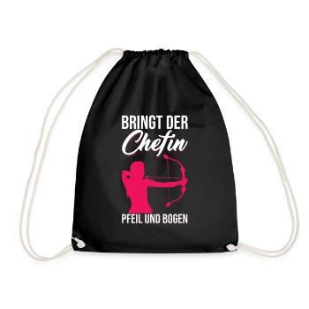 Bringt der Chefin Pfeil und Bogen Bogenschützin - Turnbeutel - Schwarz - Vorne