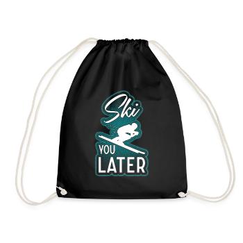 Ski you later skier après-ski sayings funny - Drawstring Bag - black - Front