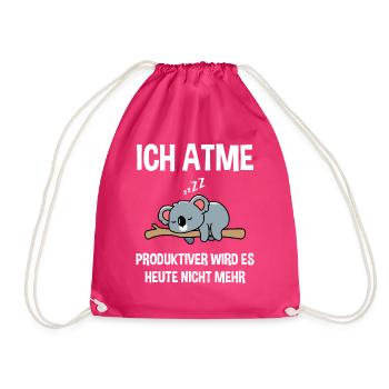 Ich atme produktiver wird es heute nicht mehr Bär - Turnbeutel - Fuchsia - Vorne