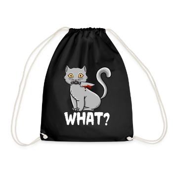 Cat What Funny Black Murderous Cat With Knife - Drawstring Bag - black - Front