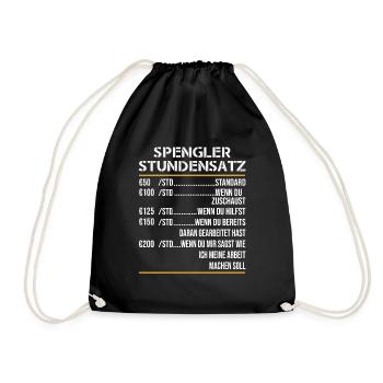 Spengler Stundensatz Zimmerer Klempner Blechner - Turnbeutel - Schwarz - Vorne
