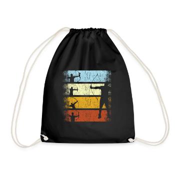 Retro archery archery archer arrow - Drawstring Bag - black - Front