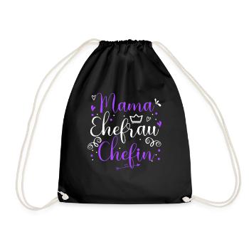 Mama Ehefrau Chefin Herz Muttertag Geschenk - Turnbeutel - Schwarz - Vorne