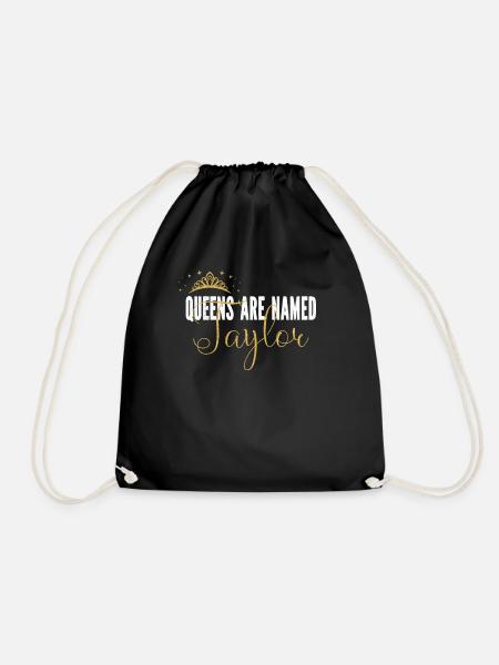 Queens Are Named Taylor Personalized First Name - Drawstring Bag - black