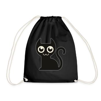 Katze Lustiger Design Katze Katzen Pfote Geschenk - Turnbeutel - Schwarz - Vorne