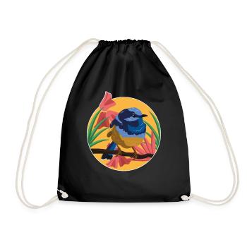 Bird Whistle Flying Birds Fun Funny Gift - Drawstring Bag - black - Front