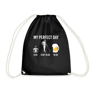 My Perfect Day Kaffee Metalldetektor Sonde Bier - Turnbeutel - Schwarz - Vorne