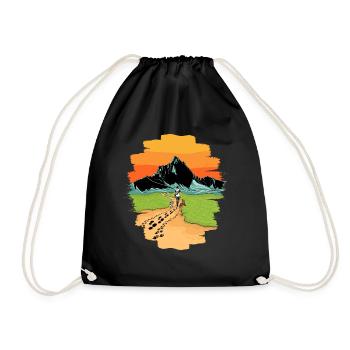 Mountains dog walking dog walk kids dog gift - Drawstring Bag - black - Front