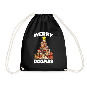 Dog Christmas Dogs Tree Merry Dogmas Funny - Drawstring Bag - black - Front