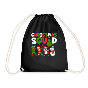 Christmas Squad Funny Xmas Tree Dabbing Santa Elf - Drawstring Bag - black - Front