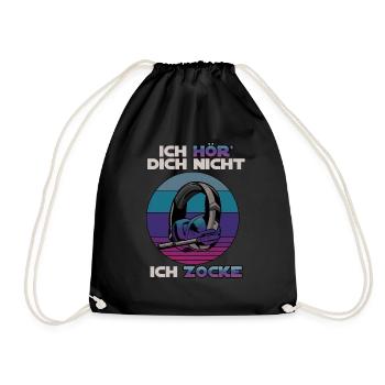 Ich hör dich nicht ich zocke Gamer Gaming Retro - Turnbeutel - Schwarz - Vorne