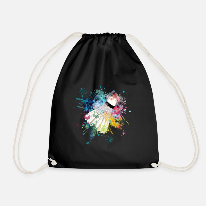 WaterFabe Color Explosion Splash Design Feather Ball - Drawstring Bag - black