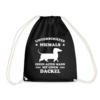 Dackel Hund Lustiger Spruch Haustier Opa Geschenk - Turnbeutel - Schwarz - Vorne