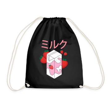 Strawberry Milk Manga Japan Anime Ramen Sweet Gift - Drawstring Bag - black - Front