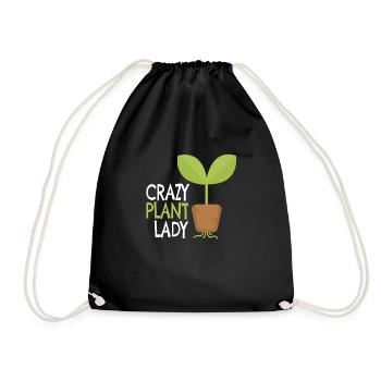 Crazy Plant Lady Gardener Gardening Gift - Drawstring Bag - black - Front