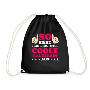 Bauherrin Geschenk Lustiger Spruch Hausbau Bauherr - Turnbeutel - Schwarz - Vorne