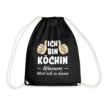 Köchin Lustiger Spruch Kochen Küche Beruf Geschenk - Turnbeutel - Schwarz - Vorne