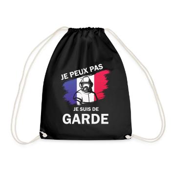 Je peux pas je suis de garde : Cadeau drôle cool - Sac de sport léger - noir - Devant