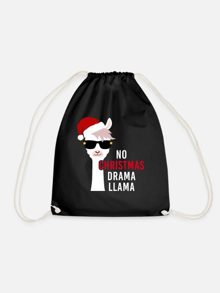 Christmas lama no christmas drama llama - Drawstring Bag - black