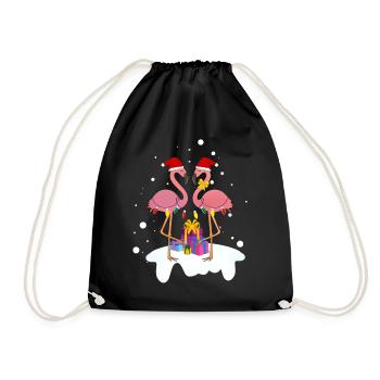 Flamingo-Weihnachten. Weihnachtsgeschenk - Turnbeutel - Schwarz - Vorne