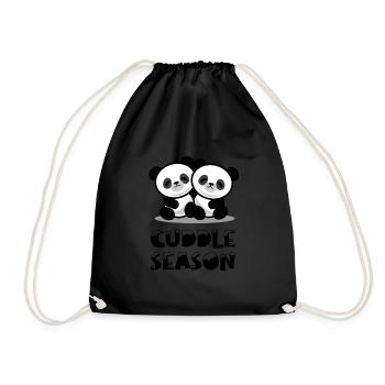 Cuddle Season Panda Winterzeit Wintern Kuscheln - Turnbeutel - Schwarz - Vorne