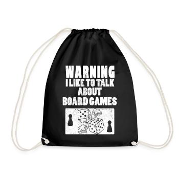 Warning I Like To Talk About Board Games - Turnbeutel - Schwarz - Vorne