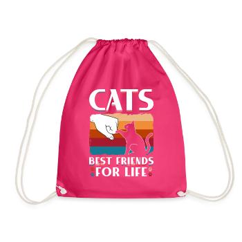 Cats Best Friends For Life - Drawstring Bag - fuchsia - Front