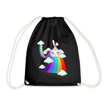 Glücklicher Osterhasen Kaninchen Besitzer Häschen - Turnbeutel - Schwarz - Vorne