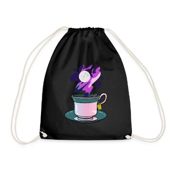 Space Moon Tea Drinking Tea Lover - Turnbeutel - Schwarz - Vorne