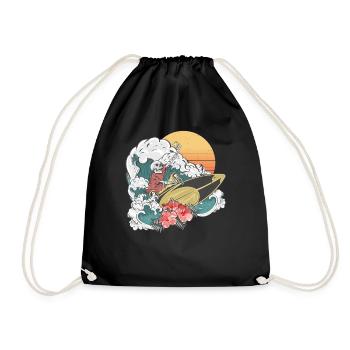 Wassersport Vintage Surfing Skull - Turnbeutel - Schwarz - Vorne