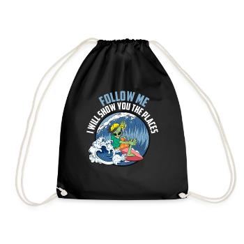 Alien Surfing Wassersport Surfbrett - Turnbeutel - Schwarz - Vorne